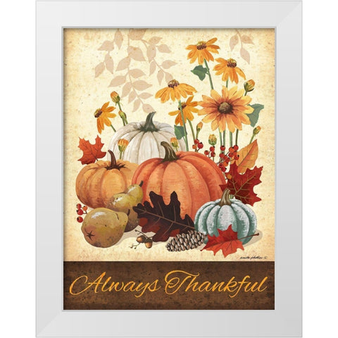 Always Thankful White Modern Wood Framed Art Print by Phillips, Anita