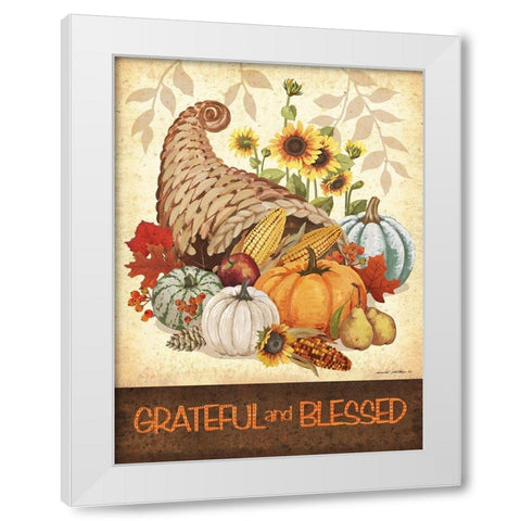 Grateful and Blessed White Modern Wood Framed Art Print by Phillips, Anita