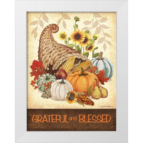 Grateful and Blessed White Modern Wood Framed Art Print by Phillips, Anita