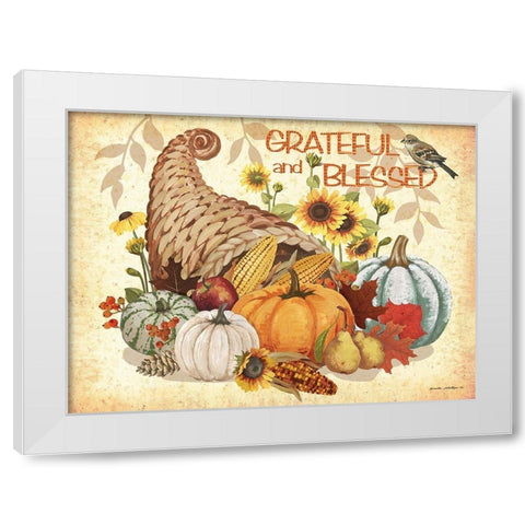 Grateful and Blessed White Modern Wood Framed Art Print by Phillips, Anita