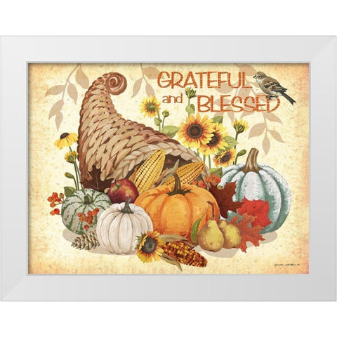 Grateful and Blessed White Modern Wood Framed Art Print by Phillips, Anita