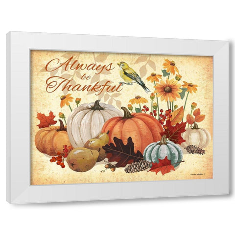 Always Thankful White Modern Wood Framed Art Print by Phillips, Anita