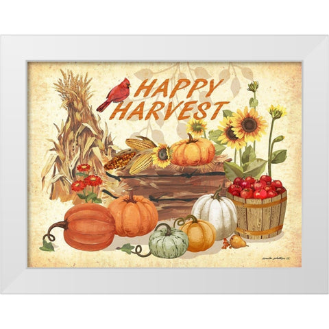 Happy Harvest White Modern Wood Framed Art Print by Phillips, Anita