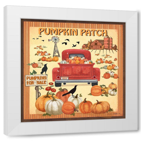 Pumpkin Patch White Modern Wood Framed Art Print by Phillips, Anita