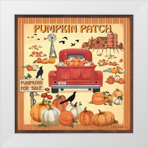 Pumpkin Patch White Modern Wood Framed Art Print by Phillips, Anita