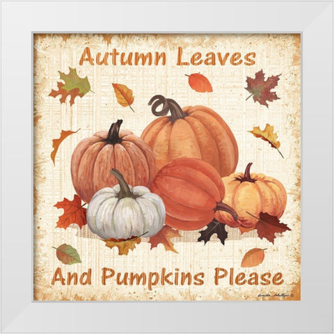 Pumpkins Please White Modern Wood Framed Art Print by Phillips, Anita