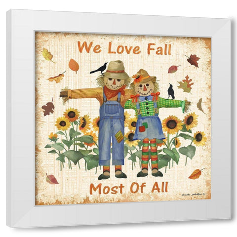 We Love Fall White Modern Wood Framed Art Print by Phillips, Anita