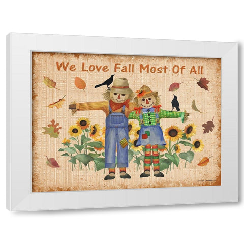 We Love Fall White Modern Wood Framed Art Print by Phillips, Anita