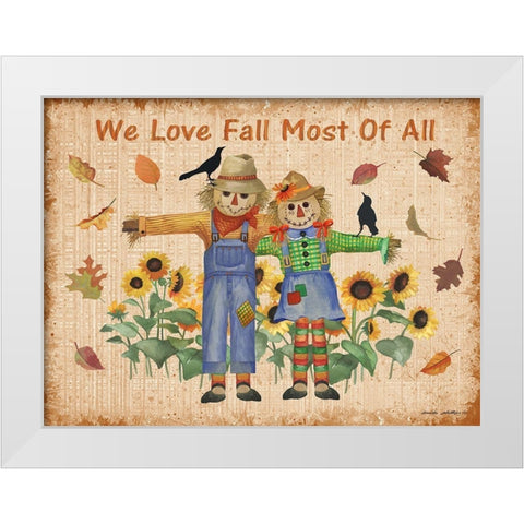 We Love Fall White Modern Wood Framed Art Print by Phillips, Anita