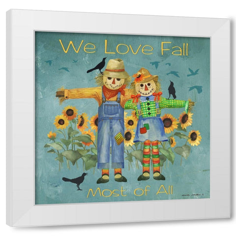 We Love Fall White Modern Wood Framed Art Print by Phillips, Anita