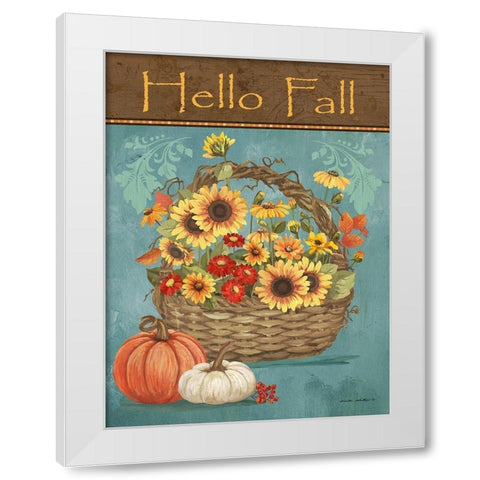 Hello Fall White Modern Wood Framed Art Print by Phillips, Anita