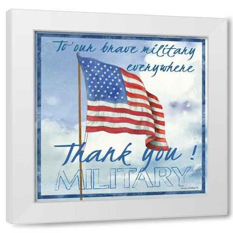Thank You Military Sq. White Modern Wood Framed Art Print by Phillips, Anita