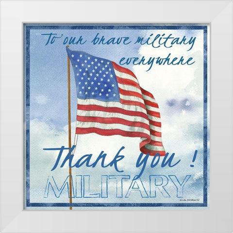 Thank You Military Sq. White Modern Wood Framed Art Print by Phillips, Anita