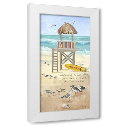 A Walk on the Beach White Modern Wood Framed Art Print by Phillips, Anita