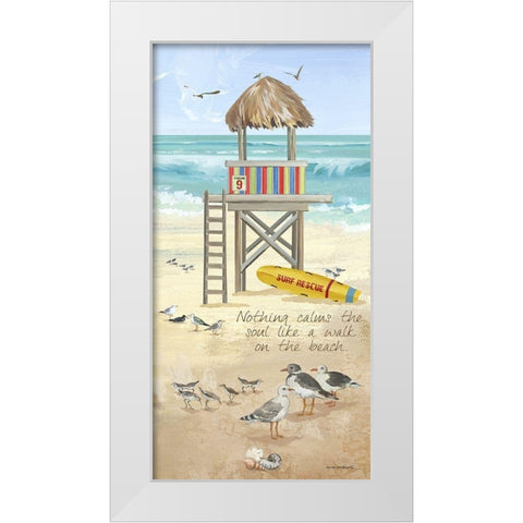 A Walk on the Beach White Modern Wood Framed Art Print by Phillips, Anita