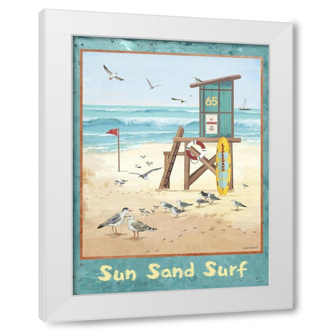 Sea, Sand, Surf White Modern Wood Framed Art Print by Phillips, Anita