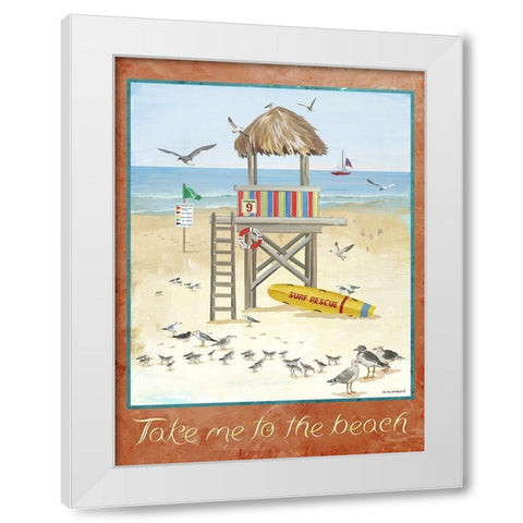 To the Beach White Modern Wood Framed Art Print by Phillips, Anita