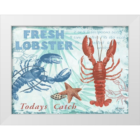 Fresh Lobster - Blue White Modern Wood Framed Art Print by Phillips, Anita