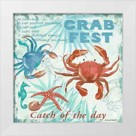 Crab Fest White Modern Wood Framed Art Print by Phillips, Anita