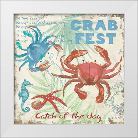 Crab Fest  White Modern Wood Framed Art Print by Phillips, Anita