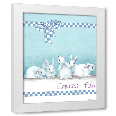 Bunny Gift White Modern Wood Framed Art Print by Phillips, Anita