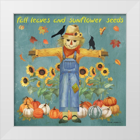 Sunflower Seeds White Modern Wood Framed Art Print by Phillips, Anita