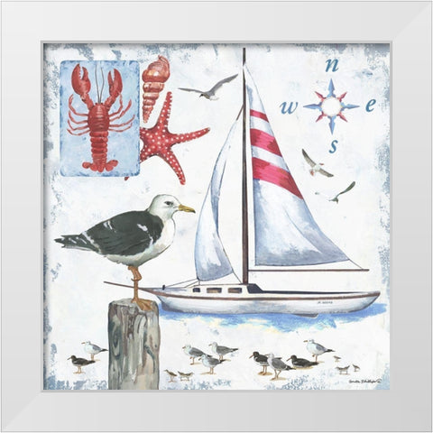 Ocean in Blue White Modern Wood Framed Art Print by Phillips, Anita