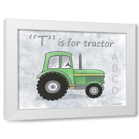 Tractor White Modern Wood Framed Art Print by Phillips, Anita