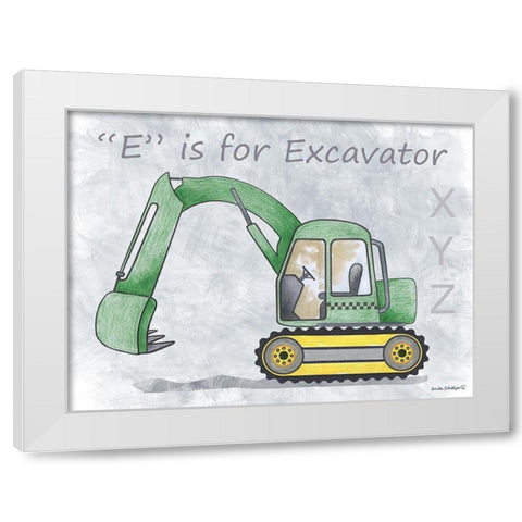 Excavator White Modern Wood Framed Art Print by Phillips, Anita