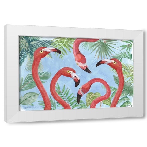 Flamingos III White Modern Wood Framed Art Print by Phillips, Anita