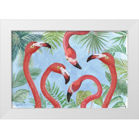 Flamingos III White Modern Wood Framed Art Print by Phillips, Anita