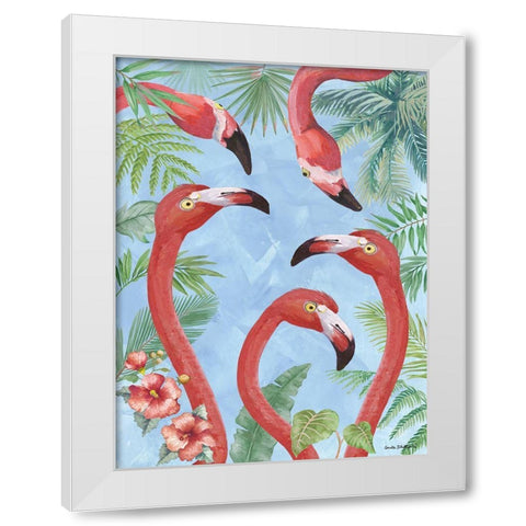 Flamingos IV White Modern Wood Framed Art Print by Phillips, Anita