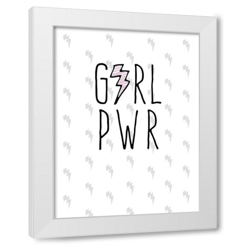 GRL PWR White Modern Wood Framed Art Print by Hutchins, Ashley