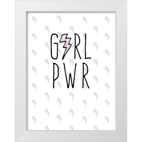 GRL PWR White Modern Wood Framed Art Print by Hutchins, Ashley