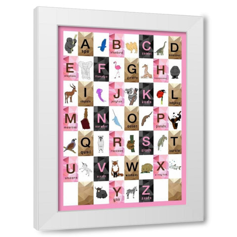 Alphabet - Girls White Modern Wood Framed Art Print by Perrenoud, Aubree