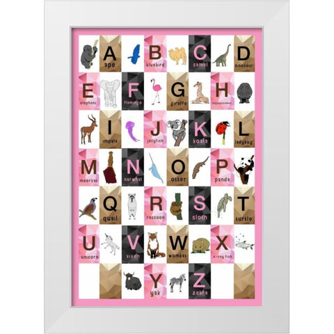 Alphabet - Girls White Modern Wood Framed Art Print by Perrenoud, Aubree