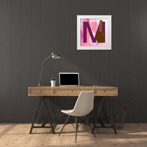 M White Modern Wood Framed Art Print by Perrenoud, Aubree
