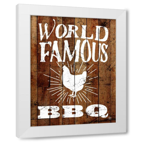 World Famous BBQ White Modern Wood Framed Art Print by Perrenoud, Aubree