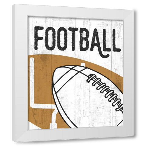 Football White Modern Wood Framed Art Print by Perrenoud, Aubree
