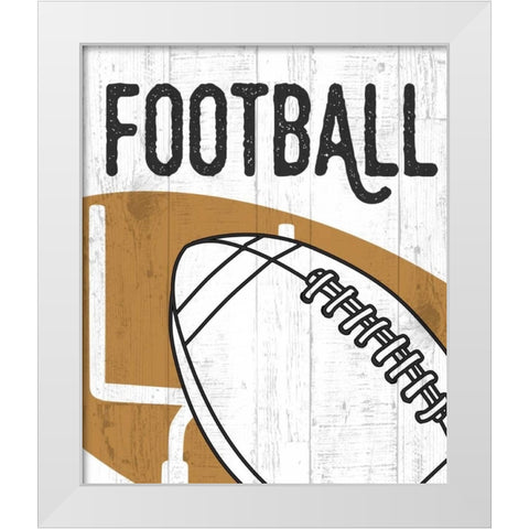 Football White Modern Wood Framed Art Print by Perrenoud, Aubree