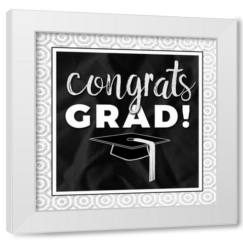 Congrats Grad! Silver White Modern Wood Framed Art Print by Perrenoud, Aubree