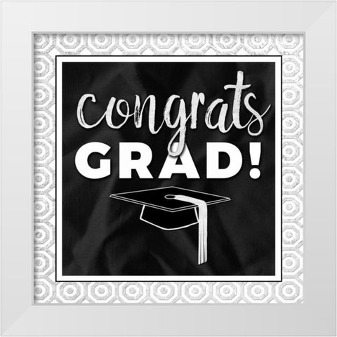Congrats Grad! Silver White Modern Wood Framed Art Print by Perrenoud, Aubree