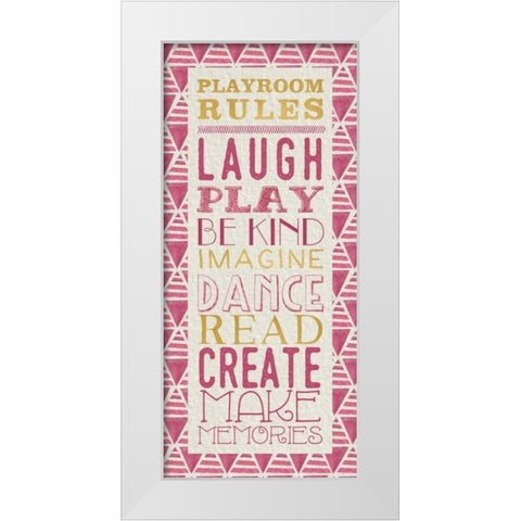 Playroom Rules White Modern Wood Framed Art Print by Perrenoud, Aubree
