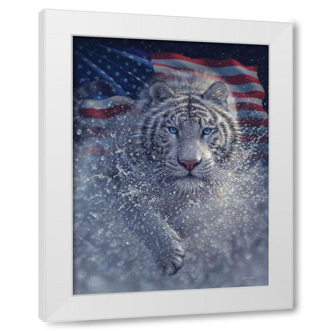 White Tiger America White Modern Wood Framed Art Print by Bogle, Collin