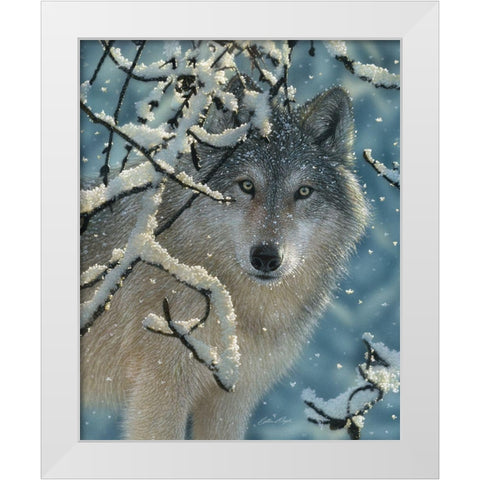 Wolf - Broken Silence White Modern Wood Framed Art Print by Bogle, Collin