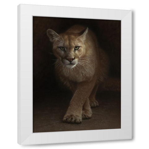 Cougar - Emergence White Modern Wood Framed Art Print by Bogle, Collin