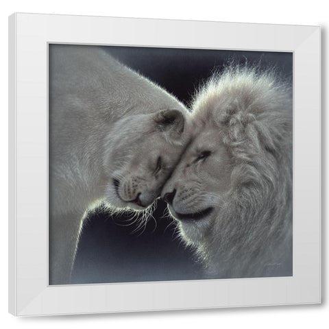 White Lion Love White Modern Wood Framed Art Print by Bogle, Collin