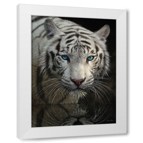 White Tiger - Into the Light White Modern Wood Framed Art Print by Bogle, Collin