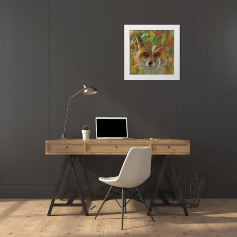 Autumn Red Fox White Modern Wood Framed Art Print by Bogle, Collin
