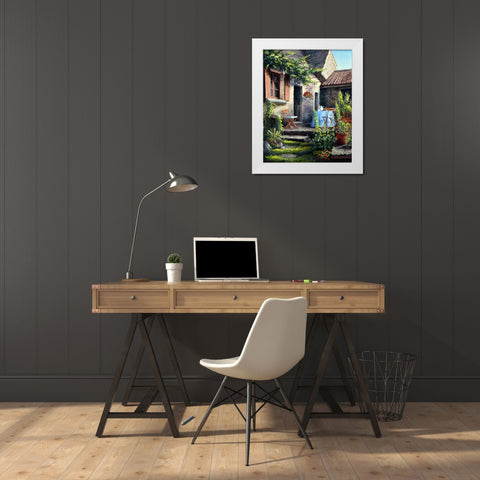 Tea on the Terrace White Modern Wood Framed Art Print by Felisky, Barbara